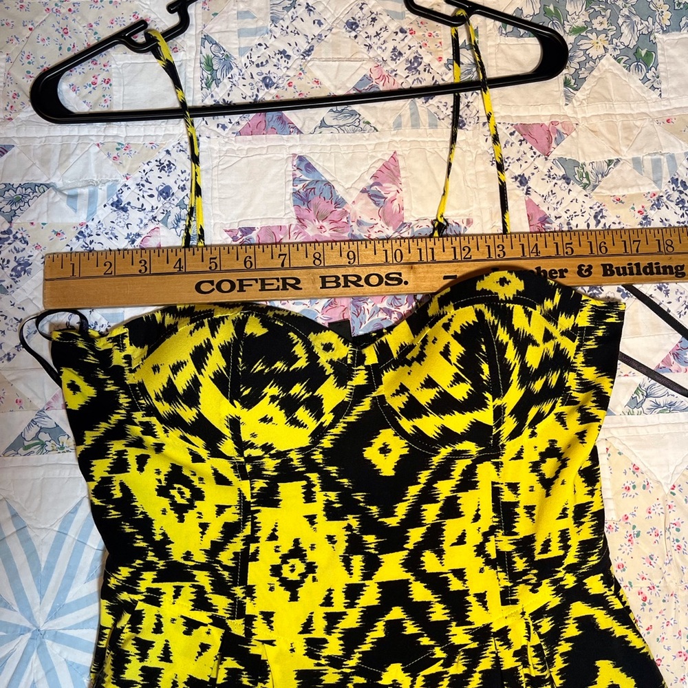 Material Girl Yellow and Black shorts romper - Picture 7 of 9